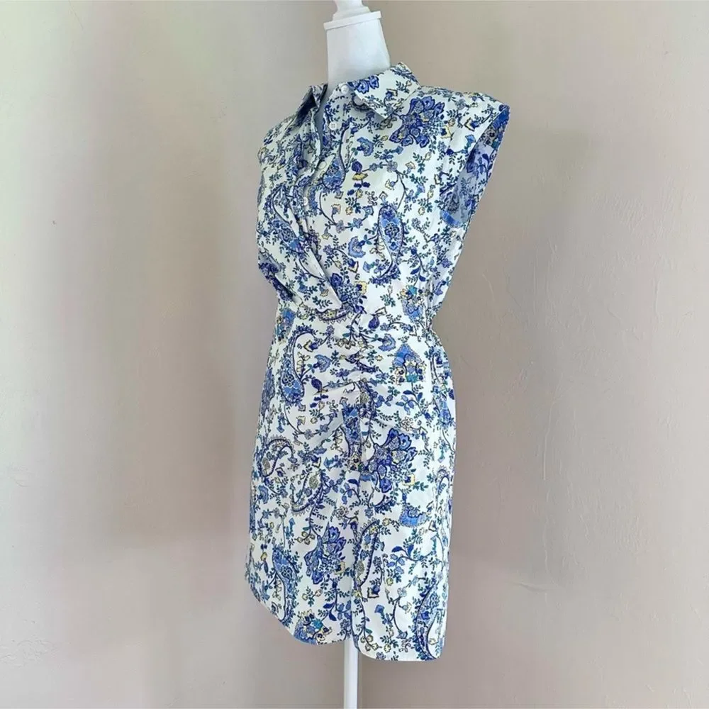 Milly Maxwell Sketched Paisley Dress in Blue and White Size 4